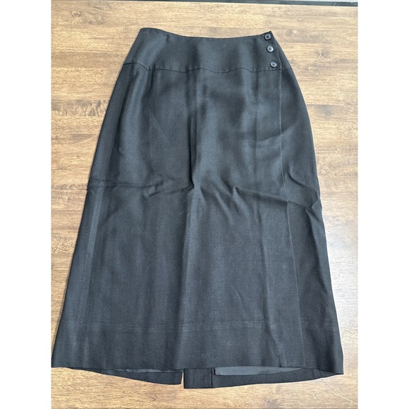 Linda Allard Ellen Tracy Dresses & Skirts - Linda Allard Ellen Tracy Black Linen Blend Wrap Skirt Size 8 Classic Career Work